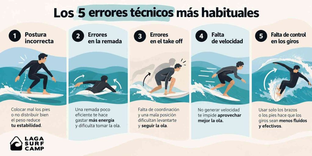 5 errores técnicos del surf